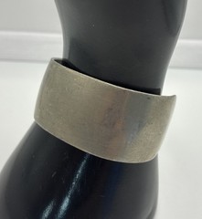 Vintage Pewter Cuff ID Bracelet Wide Monogram Adjustable Retro Boho Engraved