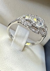 Antique Vintage Diamond Heart Pendant 14k White Gold