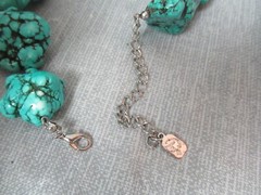 12 Turquoise Howlite Nugget Necklace – w/ Metal Tag – Marked – 15″ long – 4 213