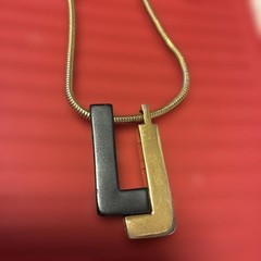 LANVIN PARIS Vintage Gold color Black Necklace From Japan