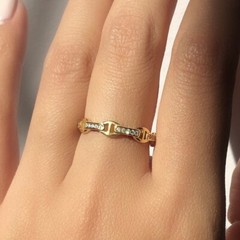 Dainty Anchor Mariner Link Chain Ring 18K Gold Filled Sterling Silver | Size 9