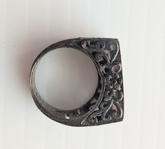 Vintage Multicolor Stone Flush Geometric Grid Sterling Silver Ring Size 5.5