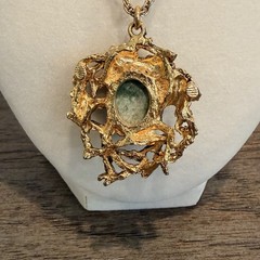 MCM 1970’s Brutalist Chunky Retro Gold Tone Necklace Inlaid Faux Stones 11”