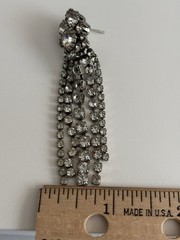 Vintage Sparkling Rhinestone Waterfall Earrings Silver Tone Glamorous Party (02)