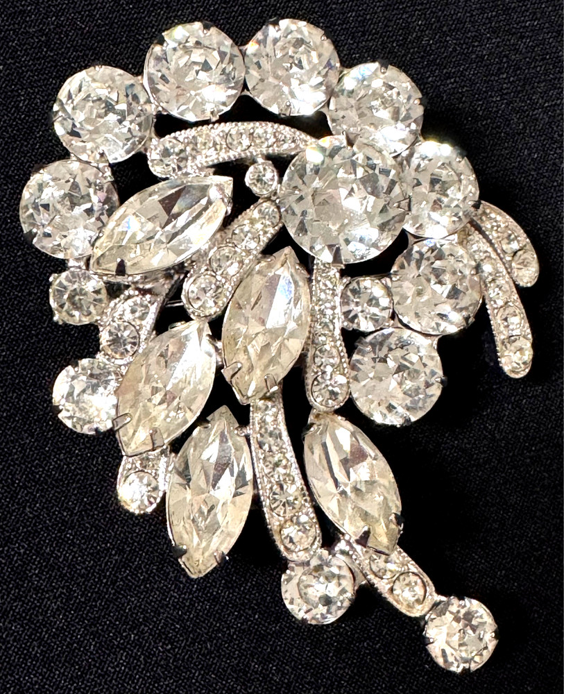 Vintage Eisenberg Ice Brooch Clear Sparkling Rhinestones
