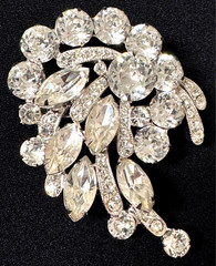 Vintage Eisenberg Ice Brooch Clear Sparkling Rhinestones