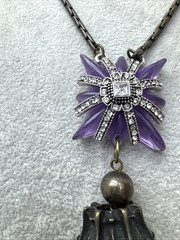 Purple Goth pendant Jellyfish Octopus Mermaid Vintage Jewelry ~necklace UNIQUE