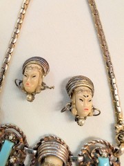 Vintage SELRO SELINI Asian Portrait Necklace 2 Pins Two Brooches Goldtone
