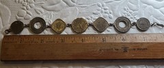 Vintage 1943 India Anna Assorted Coins Link Bracelet 8″ Handmade Hook Clasp