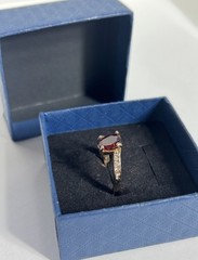 Vintage Red Cubic Zirconia Ring Gold Plated Womens Size 6.5
