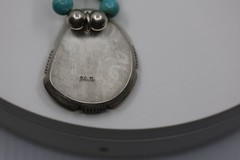 Heavy Turquoise and Silver Beaded Pendant Necklace Sterling Silver