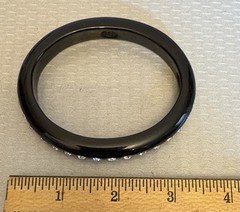 Vintage Black Plastic Inset Rhinestone Bangle Rare Oval Shape 7″