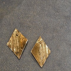 Vintage 1980s Red Enamel Silver Tone Diamond Geometric Post Earrings Bold Retro