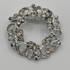 VTG Rhinestone Brooch Lot of 6 Silver Gold Tone Faux Pearl Bear Bowling Ring Etc
