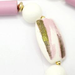 Hand Painted Porcelain Ceramic Pendant Beaded Vintage Necklace 30 Inch Japan