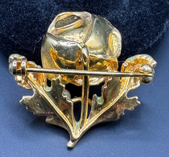 Joan Rivers Peach Enamel Flower Brooch Faux Pearl Gold Tone Signed Pin Vintage