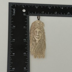 Vintage Native American Woman Eagle Carved Buffalo Bone Pendant