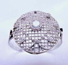 Antique Platinum Art Deco Diamond Cocktail Ring 37 Natural Diamonds Pavé Size 8
