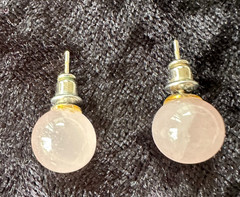 Vintage Rose Quartz 18 in Necklace w 12mm beads & matching 10 mm post earrings