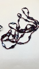 Genuine Almandine Garnet Unusual Geometric Rhombus Bead Necklace Clasp-Free