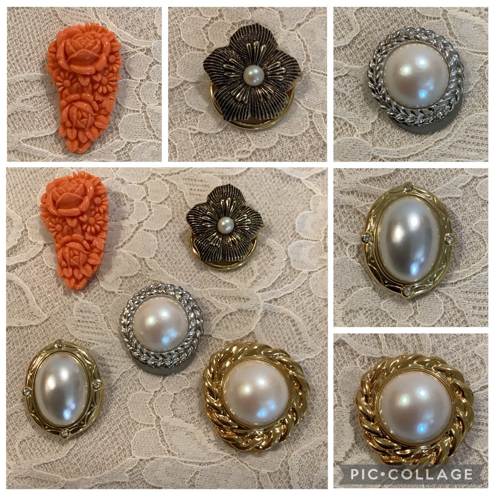 sold Individually – Vintage ornate scarf clips Celluloid metal – Details Below!
