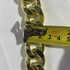 Yellow Gold Plate 20mmmm Wide Thick Curb Adjustable Link Chain Necklace