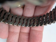 VTG WWII 1940s LaMode Sweetheart Heart Expansion Bracelet Precious Metal Petina
