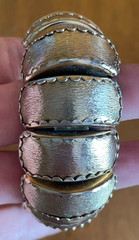 Vintage Statement Goth Rock Brutalist Aluminum Alloy Segmented Cuff Bracelet