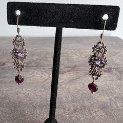 Elegant Victorian Style Purple Jewel Dangle Drop Fancy Earrings