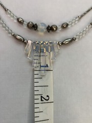 Vintage 16” Silvertone And Opalite Glass Beautiful Statement Double Bottom, B3