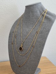 VTG 1950’S GOLDETTE NY GLASS INTAGLIO CAMEO 3 STRAND NECKLACE VICTORIAN