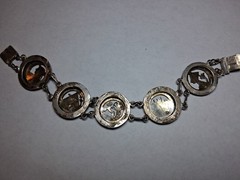 Vintage Egyptian Revival Silver Bracelet. Circular Panels Ornate Egyptian Motifs