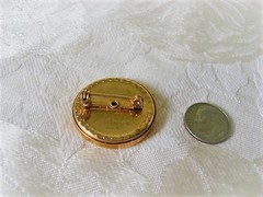 Vintage Gold Tone and Pearlized Celluloid Magnet Pin Brooch General Mfg. USA KJ