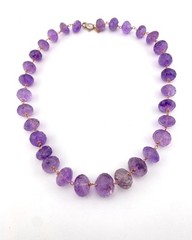 Huge Faceted Amethyst Beads Gold Filled Necklace Artist Signed OOAK 20 Inches
