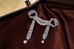 Sterling Silver 925 Gold Plated Pearl Brooch Wedding Vintage ArtDeco Butterfly
