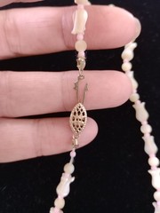 ​Vintage Carved Mother of Pearl Tulip Necklace 14K Gold Filled Clasp 14/20 25″
