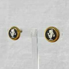 Vintage Wedgwood Black & White Jasperware Fairy Angel Necklace & Earrings Set