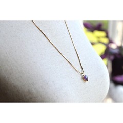 Vintage 14K Italian Solid Gold Amethyst Heart Necklace, Long 24.5″ Heirloom