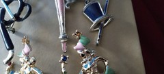 WHIMSICAL FIGURAL Retro Pins ENTERTAINER , LAMP baton Gal VINTAGE JEWELRY