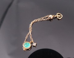 Vintage 0.10ct Green Tourmaline & 0.01ct Diamond 18K Gold Yellow Chain Ring