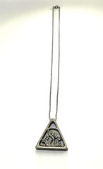 Vintage Medici Pewter Necklace Triangle Butterfly Design Pendant 18″ Chain