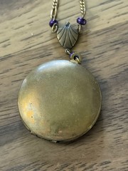 VTG Pididdly Links Locket Necklace Gold Tone 19” Art Nouveau Style Kingston NY