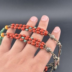 Vintage Turquoise, Coral Tibetan Nepali Beaded Handmade Necklace
