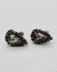 Crystal Cluster Earrings Teardrop Silver Tone Clip .75 in Vintage #C