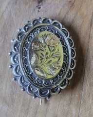Victorian Sterling Silver Applied Rose & Yellow Gold Brooch Arthur Johnson Smith