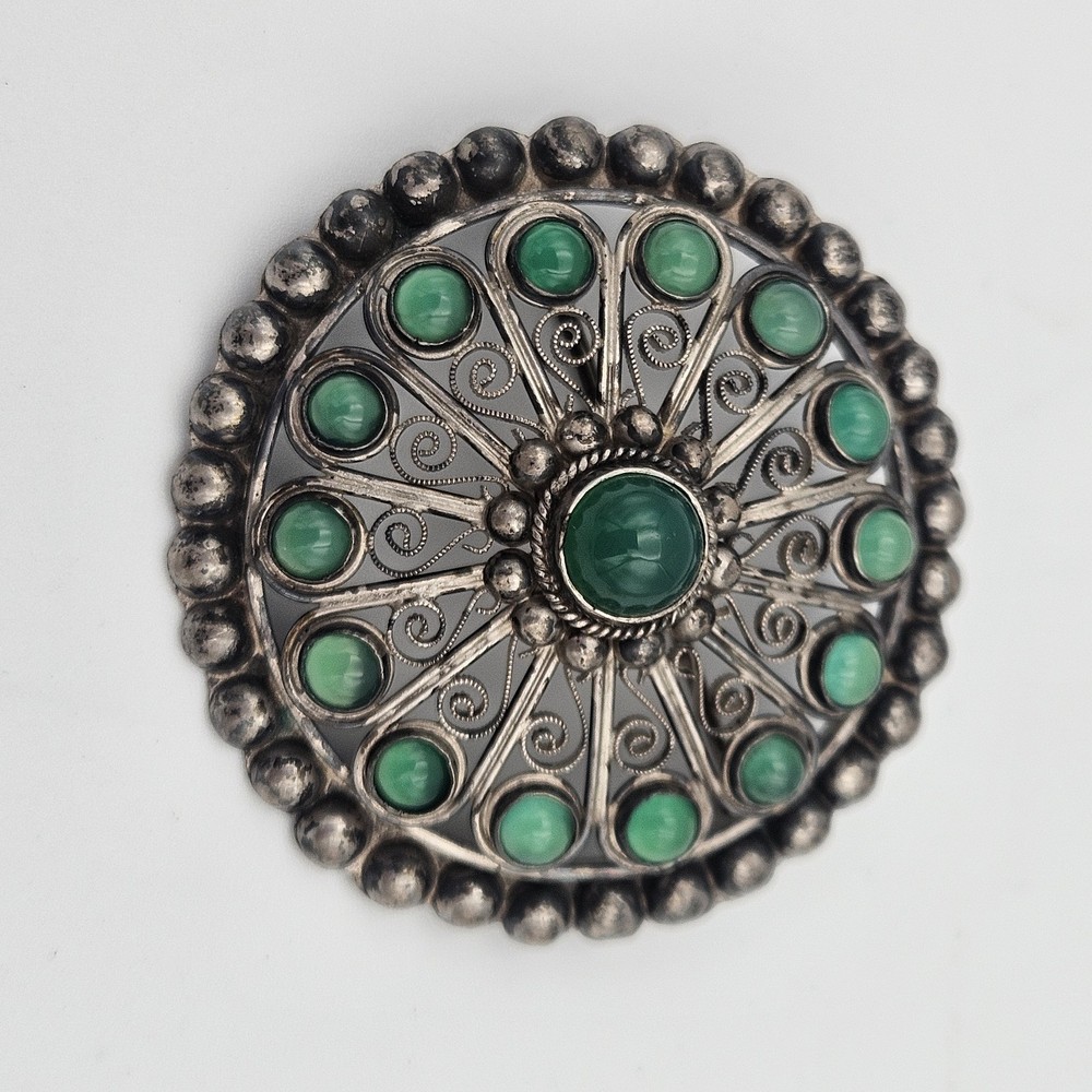 Vintage Figli Di Vittorio Franconeri Italian 800 Silver Filigree Brooch Pin