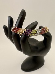 Vintage Ross-Simons 925 Sterling Silver 18K Vermeil Multi Gemstone Bracelet 24g