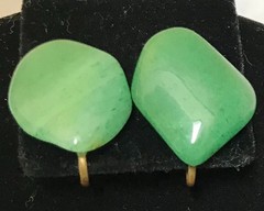 Vintage Jade, Aventurine, Jadeite, Natural Stone, Twist Back Earrings JWL-1055