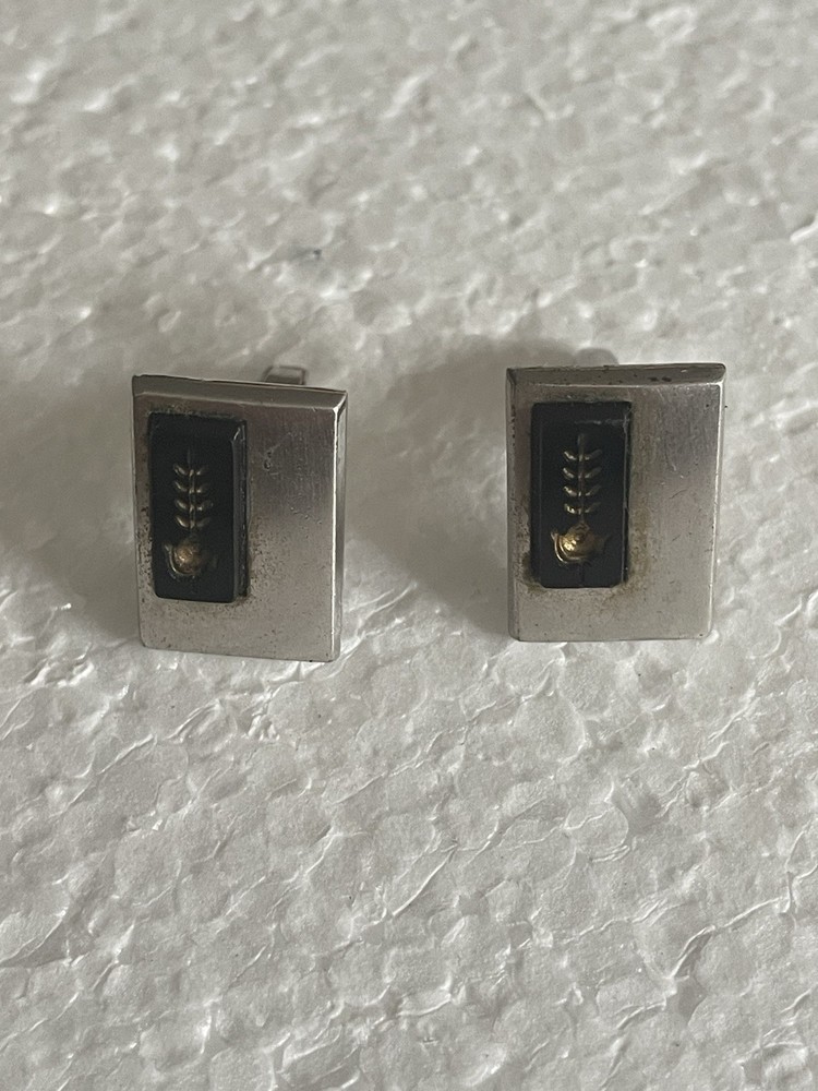 Cufflinks Mr X Sterling brushed and polished silver Tone bullet backs 3/4″