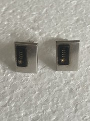 Cufflinks Mr X Sterling brushed and polished silver Tone bullet backs 3/4″